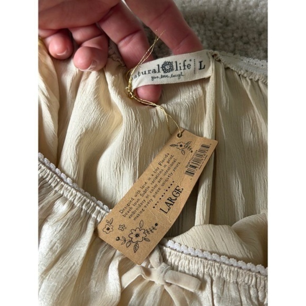 Natural Life Midi Skirt Delilah NEW Embroidered Floral Boho Ivory Large - Picture 5 of 10